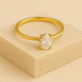 Anel Hailey Dourado com Zircônia